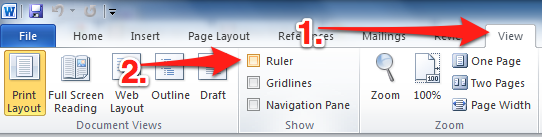 how to show the ruler on word for mac